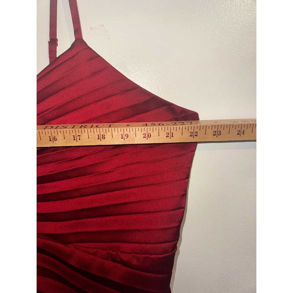 Abercrombie & Fitch Red Giselle Sunburst Pleated Maxi Dress Ruched XXL Tall - Picture 8 of 10